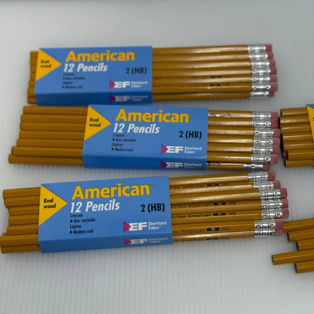 53 Eberhard Faber Real Wood American No. 2 Pencils Yellow HB Vintage New Stock